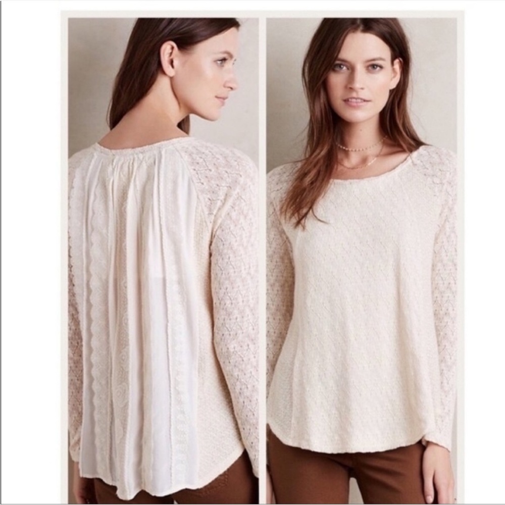 Anthropologie One September Small Rosanella Lace Pullover Top